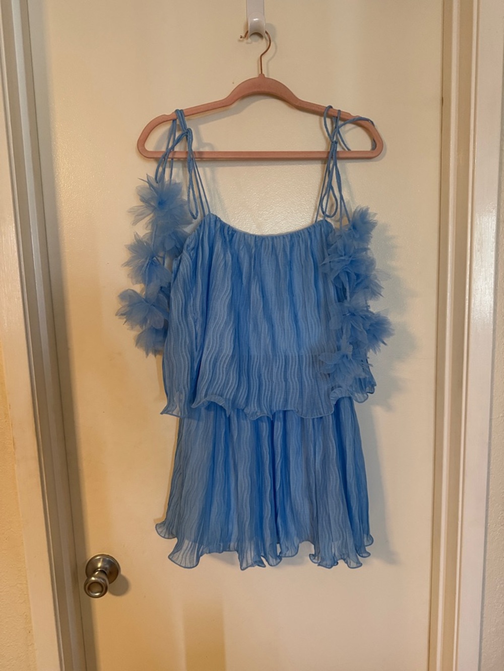 Line and Dot Blue Pleated Dress size small